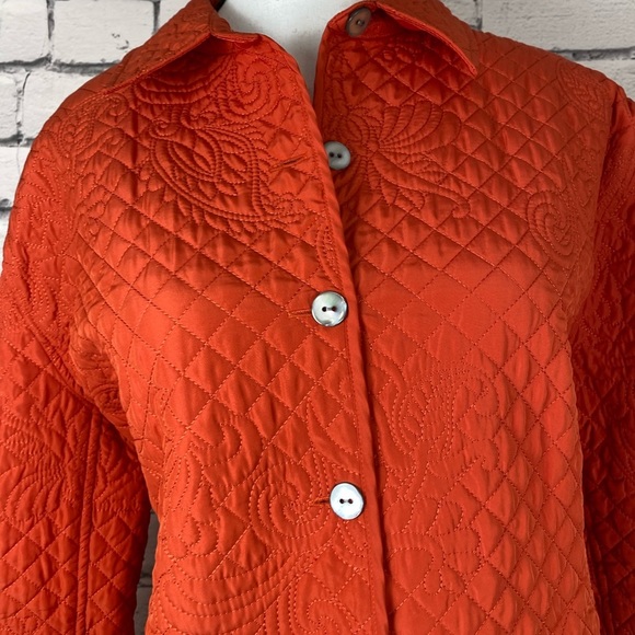 Chicos Quilted Embroidered Orange Jacket size Large - Picture 15 of 16